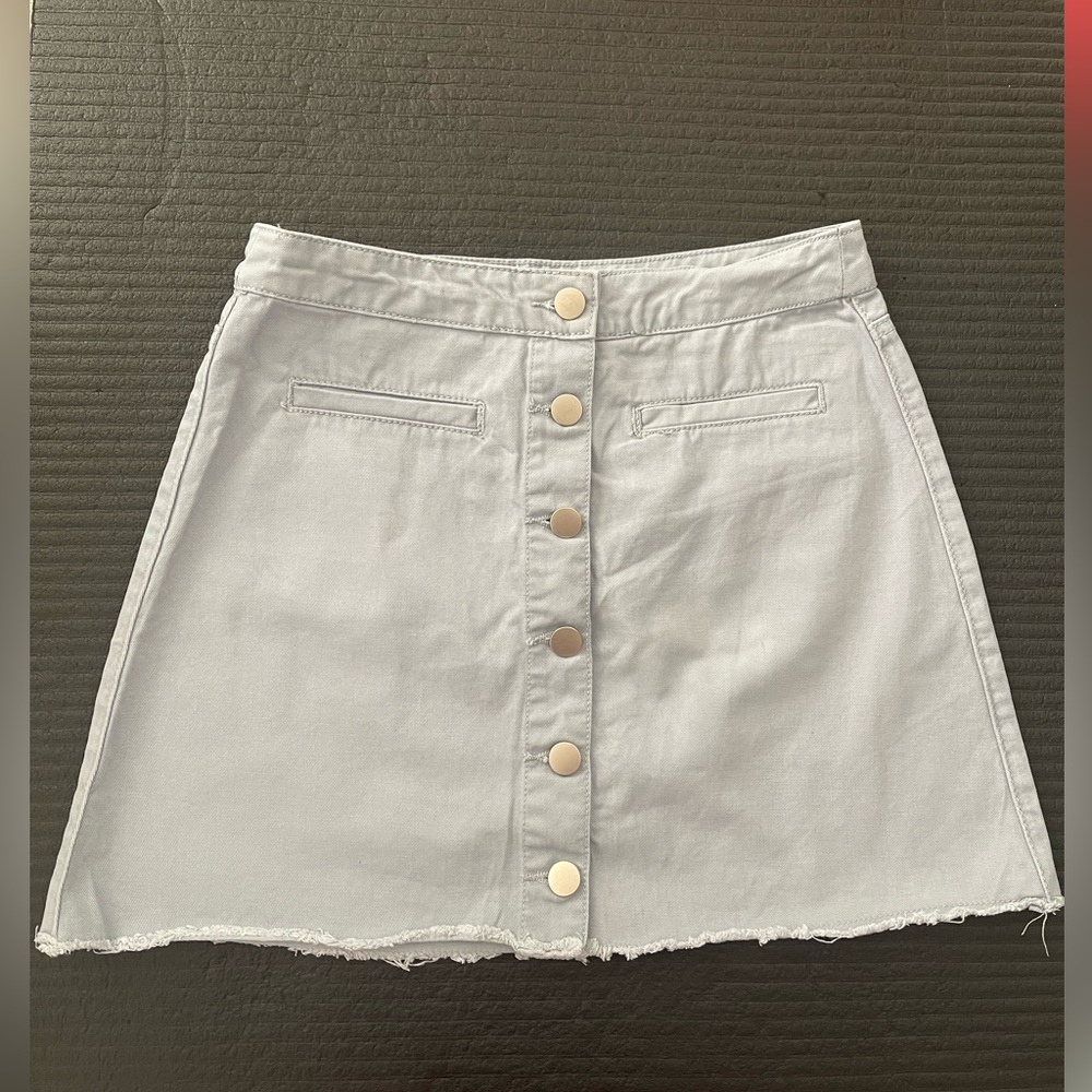 Forever 21 Light Blue Denim Button-Front A-Line Skirt